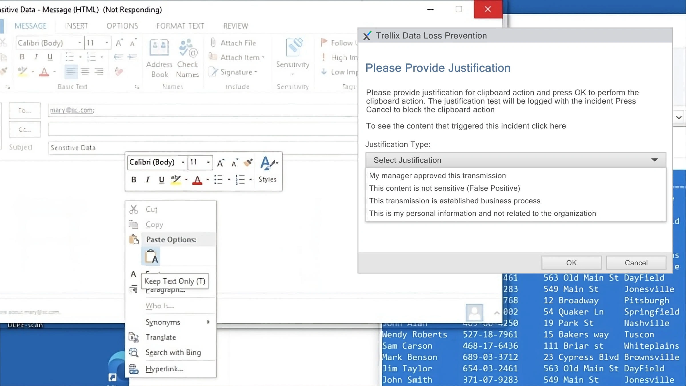 DLP End User Blocking